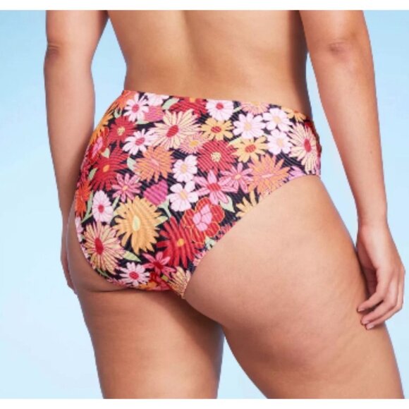 Wild Fable - Women's Ribbed High Waist High Leg Cheeky Bikini Bottom-Small(4-6) - Picture 2 of 13